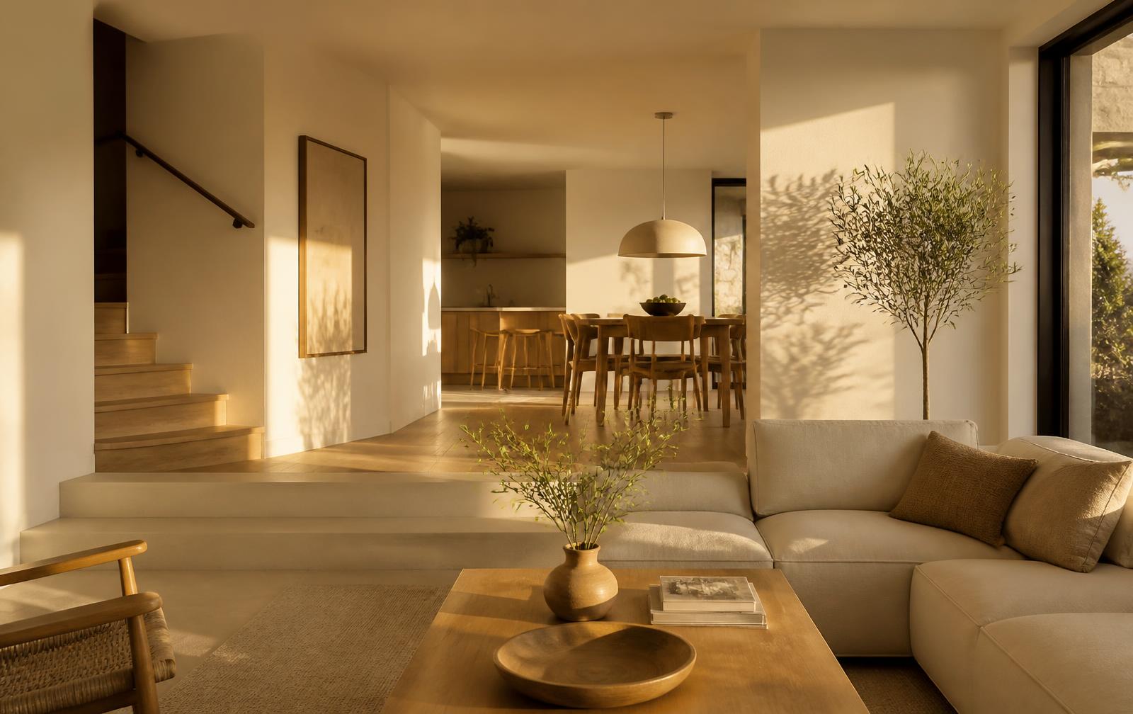 A bright, comfortable modern home interior